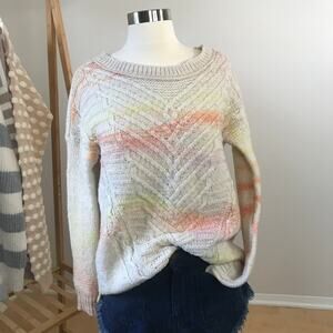 American Eagle • Pastel Rainbow Cable Knit Sweater